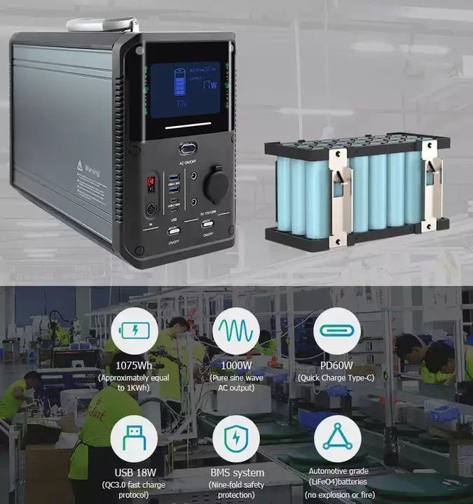 1000w المحمولة محطة الطاقة الشمسية مولد للطاقة الشمسية بطارية ليثيوم احتياطية لتوريد معدات التخييم